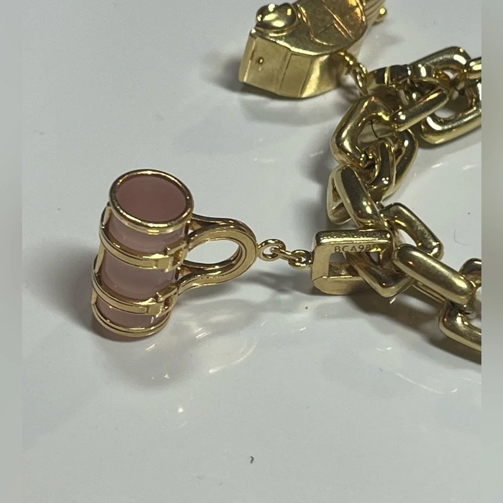 LOUIS VUITTON 2003 18KT GOLD CHARM BRACELET W/ 5 CHARMS - Picture 9 of 14